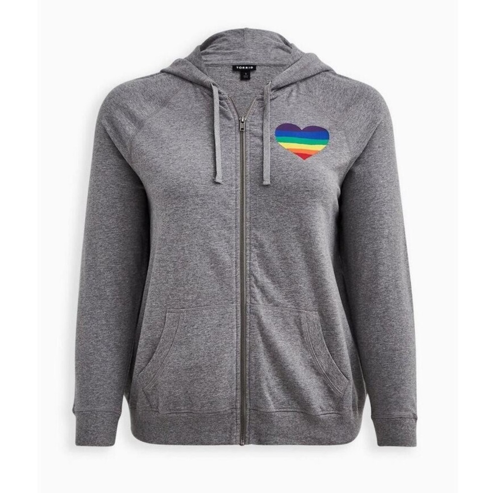 Gray Hoodie with Rainbow Heart